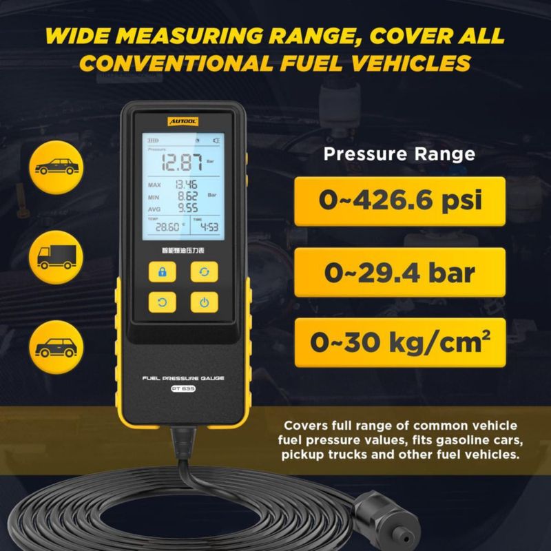 Probador de presión de combustible AUTOOL 426PSI – Kit de 29 accesorios
