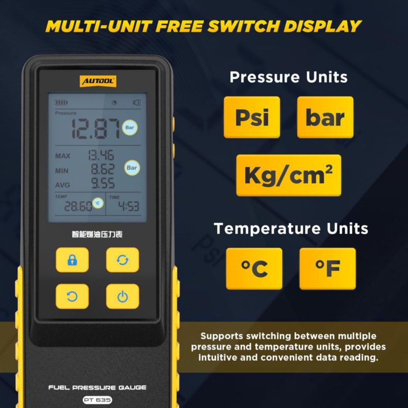 Probador de presión de combustible AUTOOL 426PSI – Kit de 29 accesorios