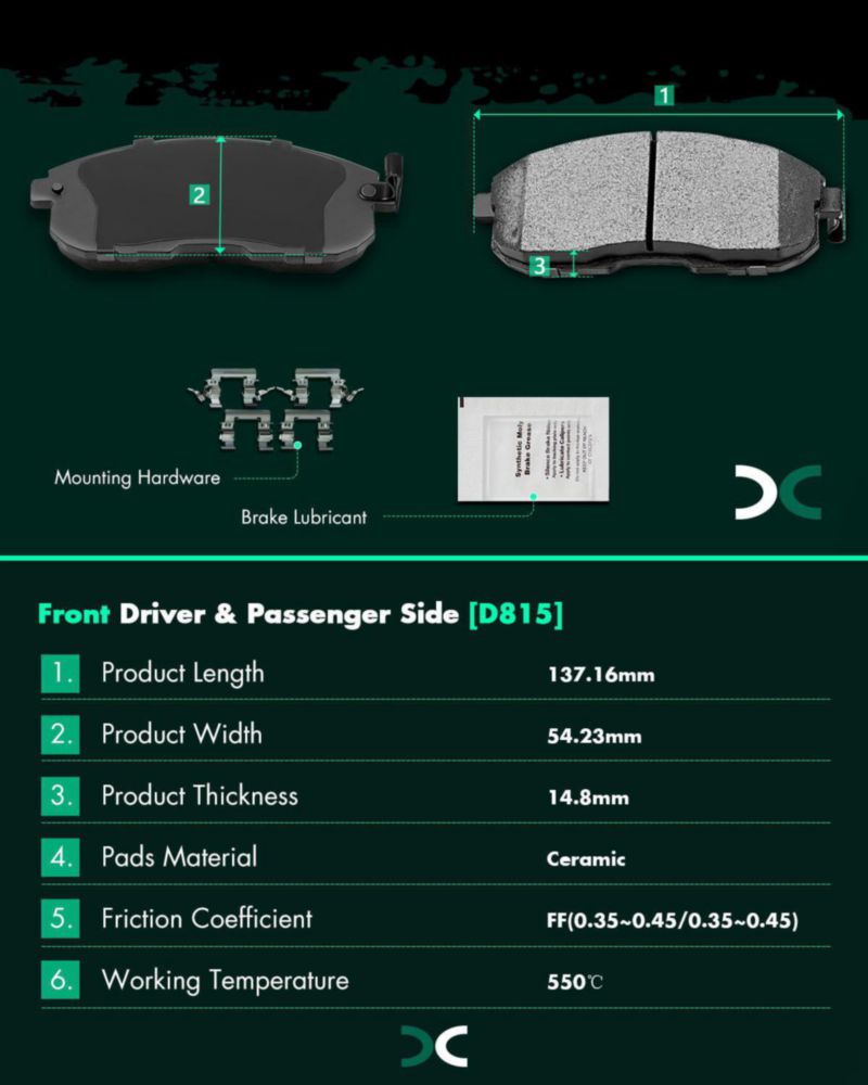 Pastilla de freno cerámica SCITOO para Nissan Altima 2002-2013 (delantera y trasera)
