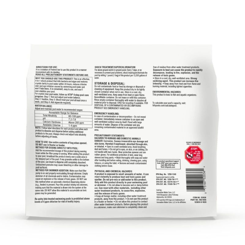 Pool Care Shock Advanced HTH 52036R Cal Hypo Formula paquete de 6