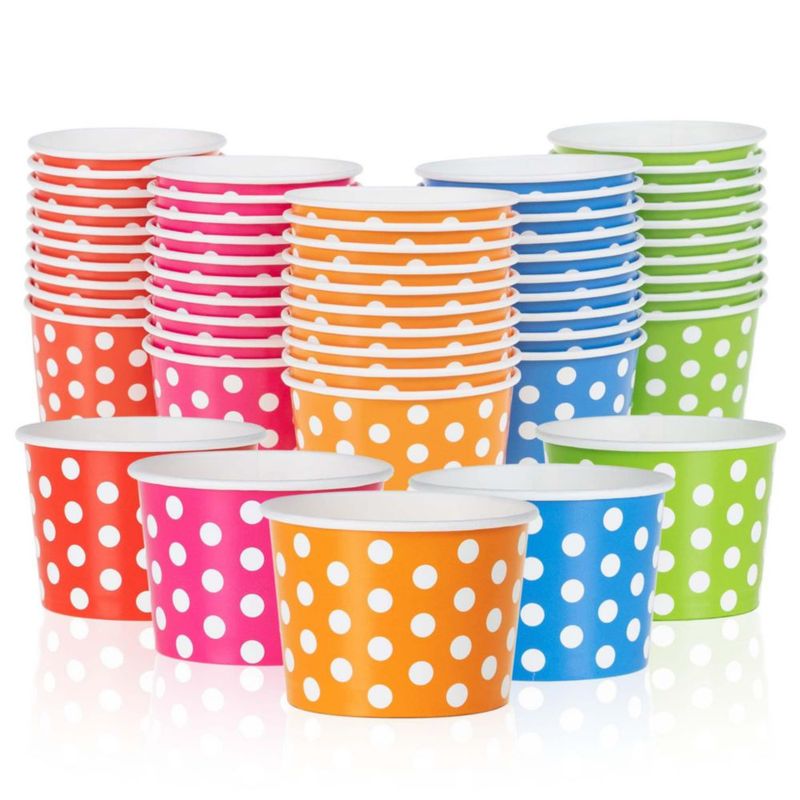 Vasitos de helado MATICAN 118 ml paquete de 50 con lunares