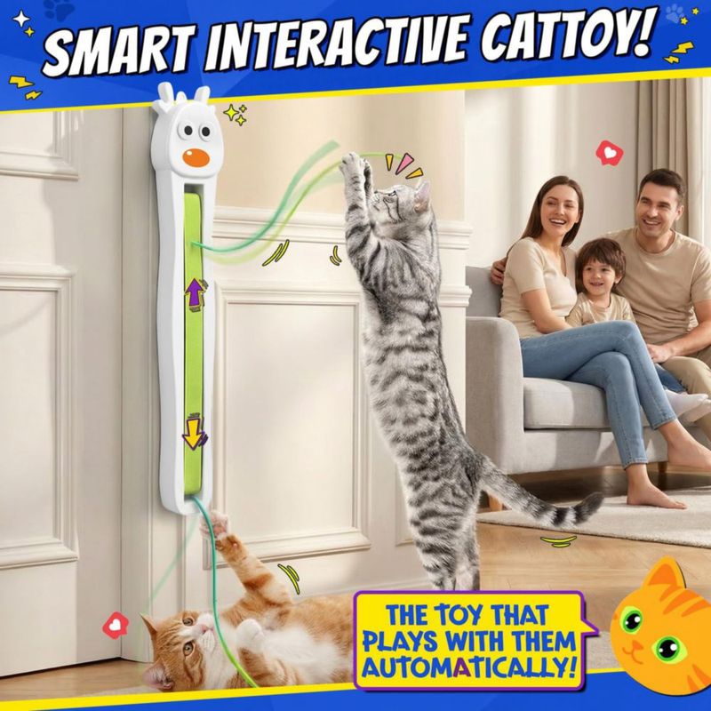 Juguete interactivo para gato Catpick con cuerda motorizada automática