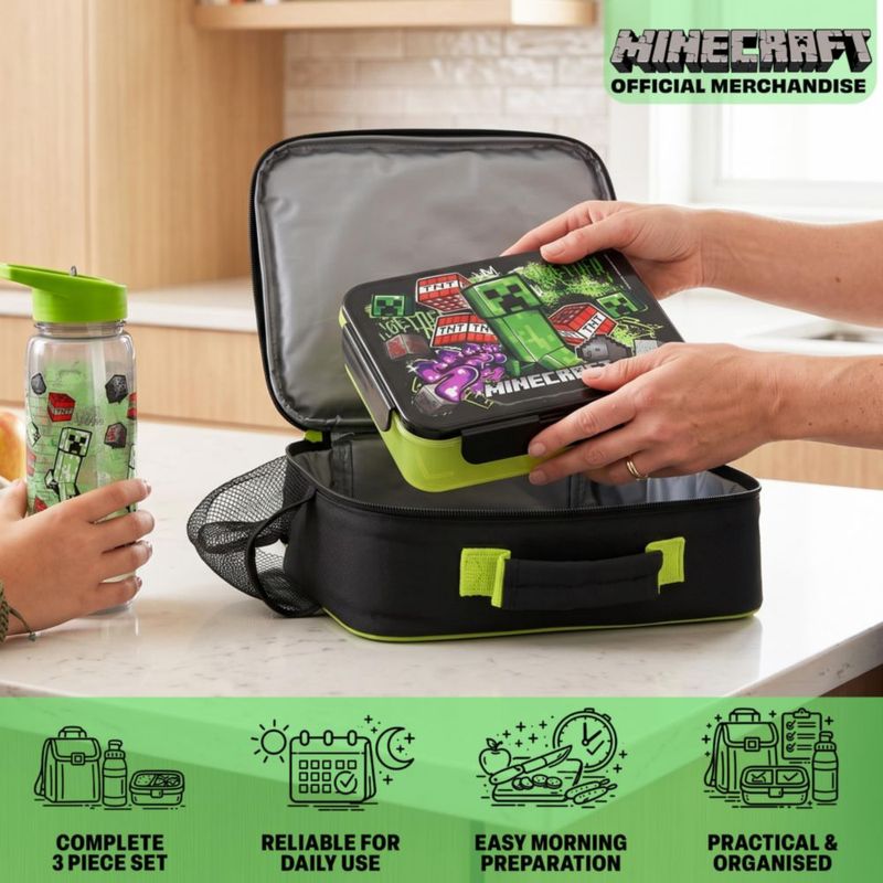 Set de Bolsa de Almuerzo Get Trend Minecraft 3 piezas 640 ml