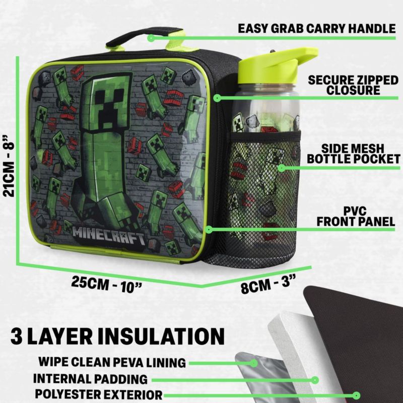 Set de Bolsa de Almuerzo Get Trend Minecraft 3 piezas 640 ml