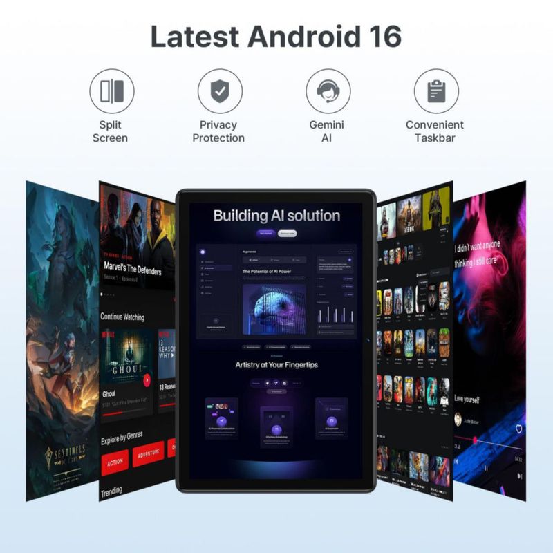 Tablet MEIZE 25 cm 12 GB+64 GB Android 16 2‑en‑1 con teclado
