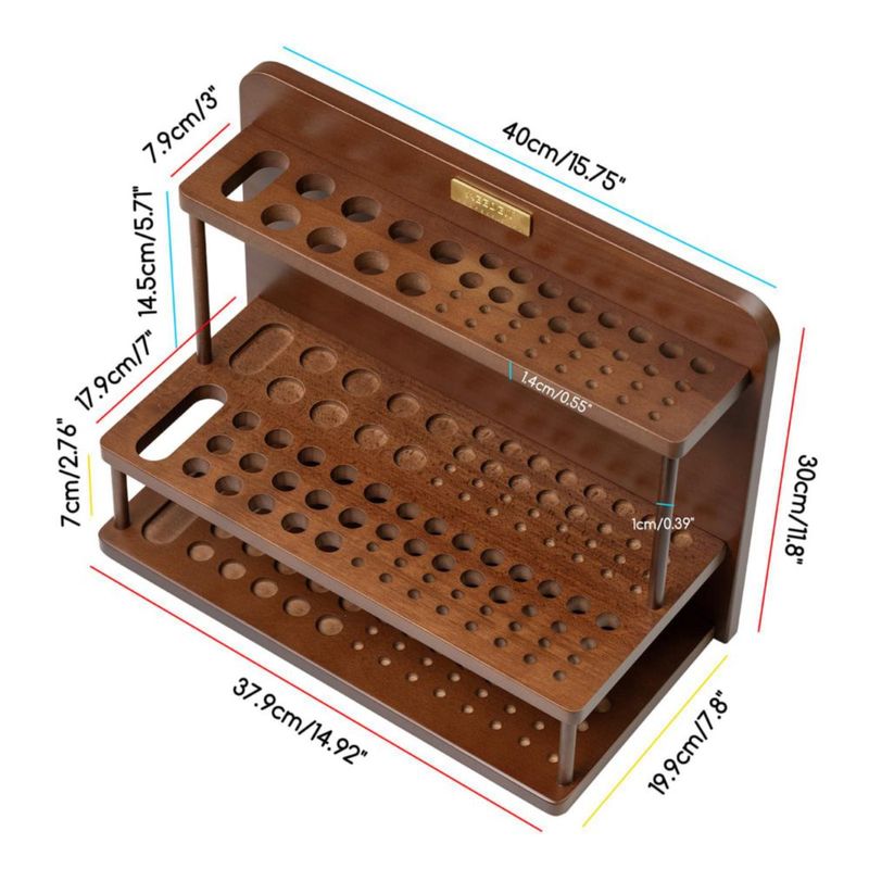 Caddy MEEDEN Soporte de Pinceles de Madera de 2 Niveles con 89 Agujeros