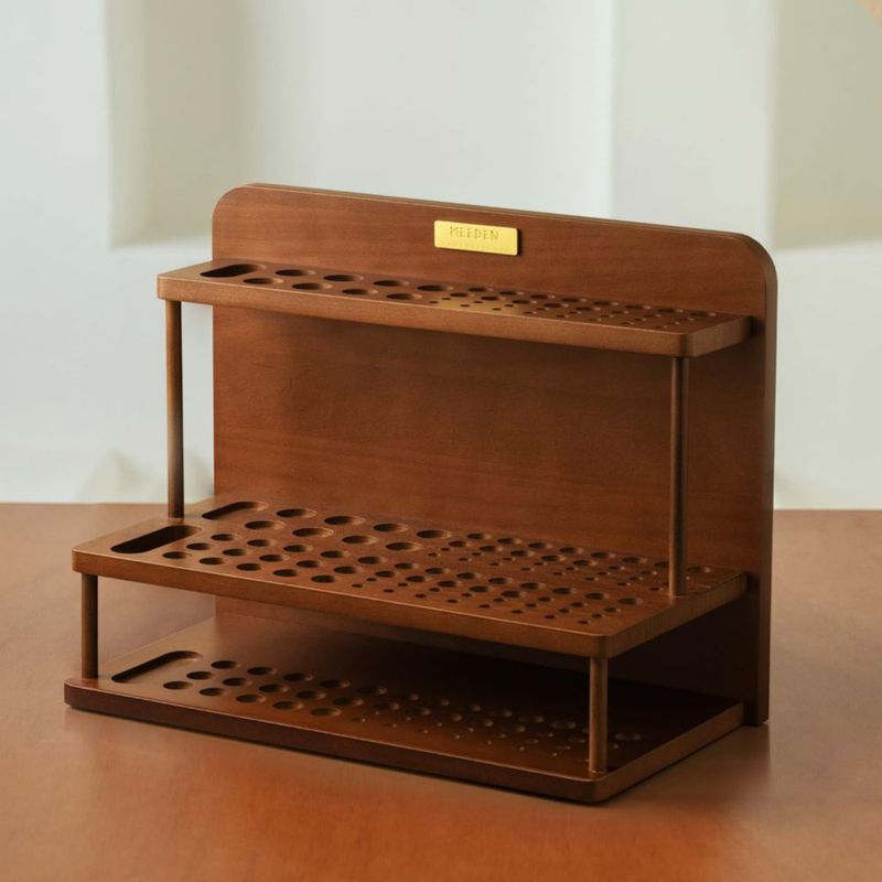 Caddy MEEDEN Soporte de Pinceles de Madera de 2 Niveles con 89 Agujeros