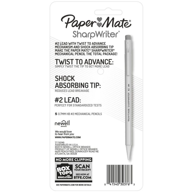 Lápices mecánicos Paper Mate 07 mm paquete de 5