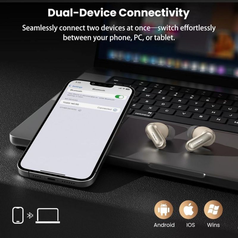 Auriculares true wireless TOZO NC20 con ANC LDAC Hi‑Res y Bluetooth 6.0