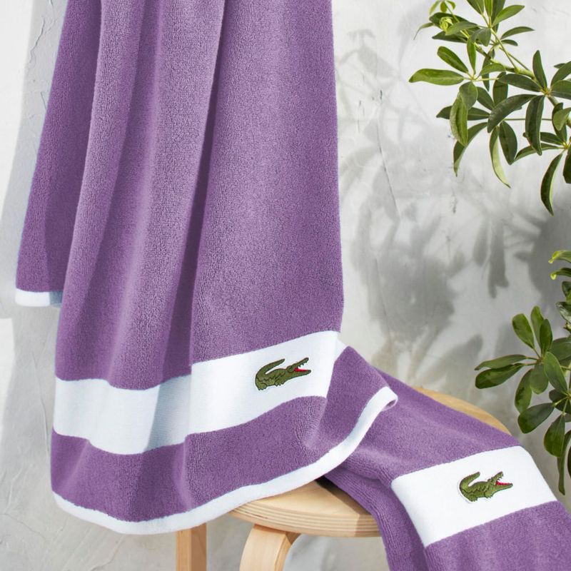 Juego de 6 Toallas Lacoste Sport Stripe de Algodón Supima en Color Jaspeado