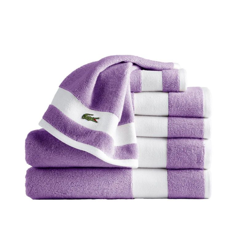 Juego de 6 Toallas Lacoste Sport Stripe de Algodón Supima en Color Jaspeado