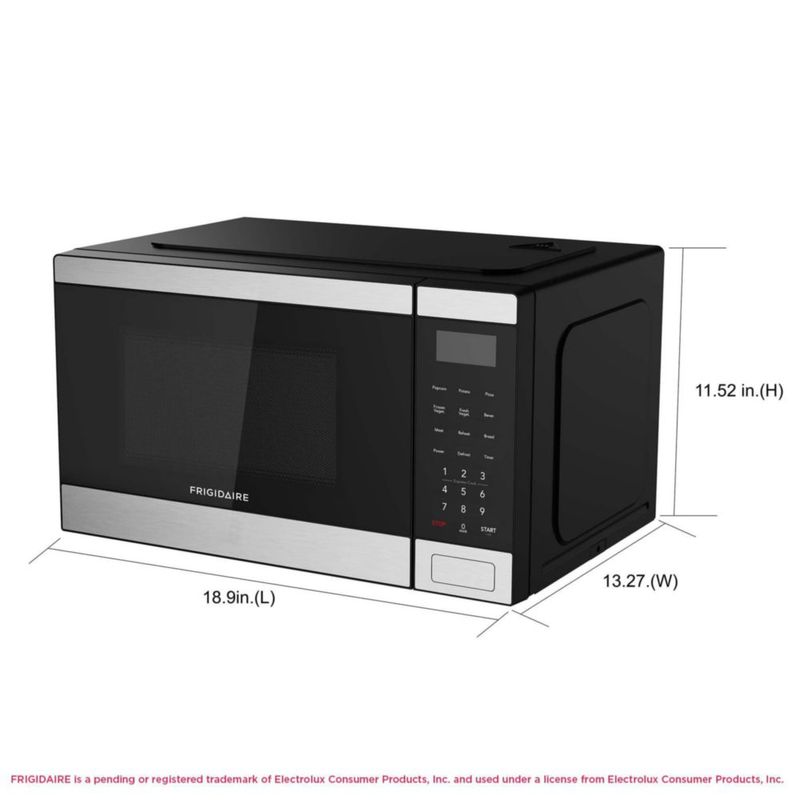 Microondas Frigidaire de 09 pies cúbicos con bloqueo para niños y acabado de acero inoxidable