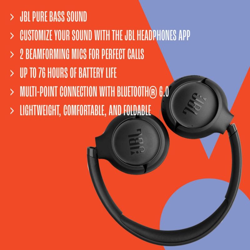 Audífonos JBL Tune 530BT Inalámbricos Bluetooth 6.0 Negros