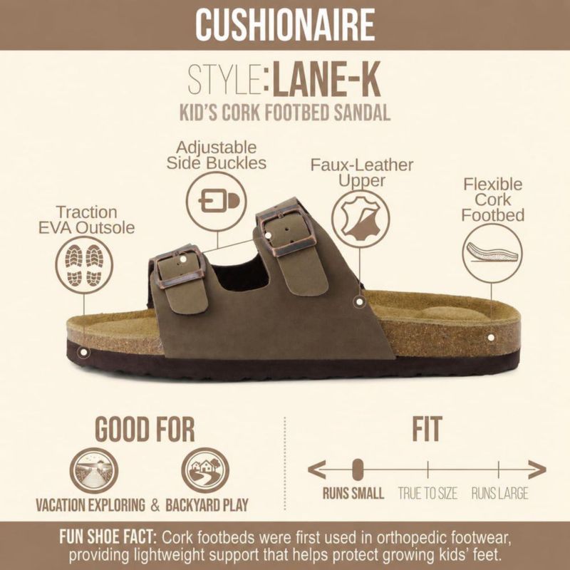 Sandalias CUSHIONAIRE Lane para Niños Marrón Talla 4