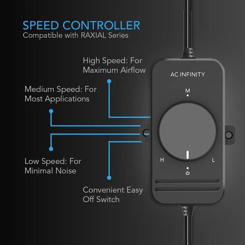 Ventilador de conducto de refuerzo en línea AC Infinity RAXIAL S6 de 15 cm con controlador