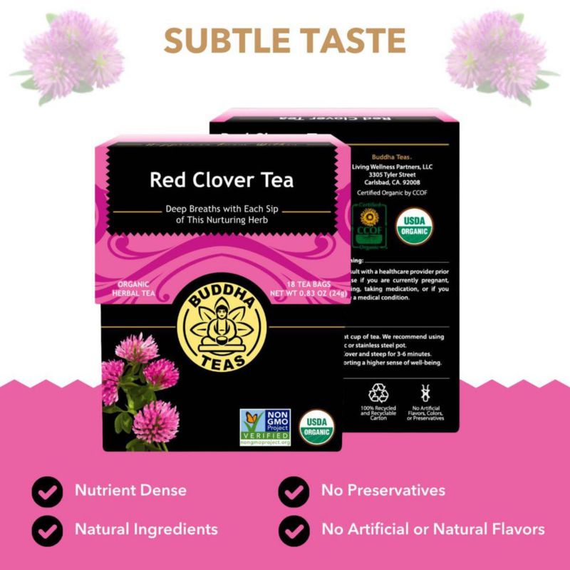 Buddha Teas Té de Trébol Rojo Orgánico - 18 bolsas