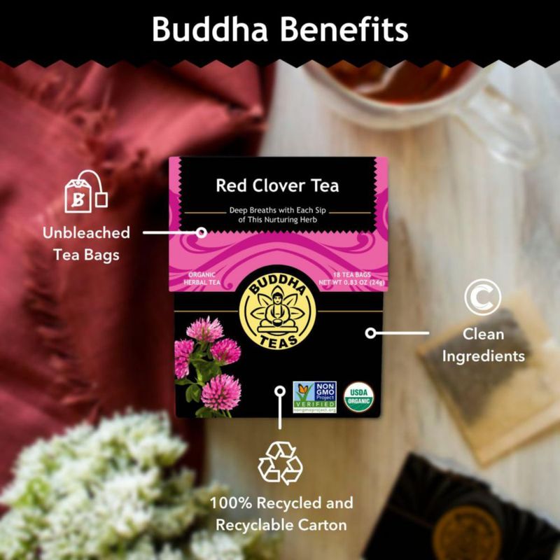 Buddha Teas Té de Trébol Rojo Orgánico - 18 bolsas