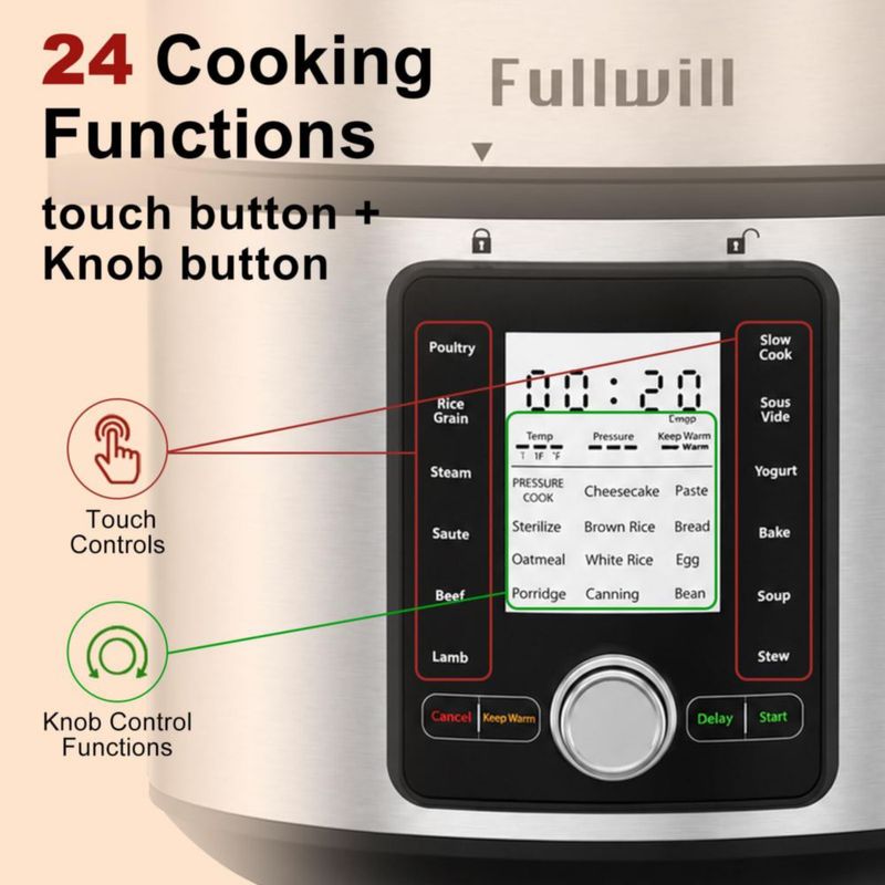 Olla a presión eléctrica Fullwill 8 L 12 en 1 1200 W