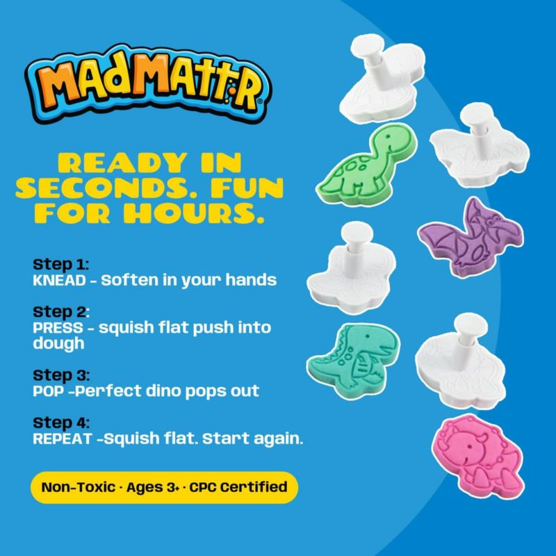 Masa de Modelado MAD MATTR Pack Dino 283 g 3 colores