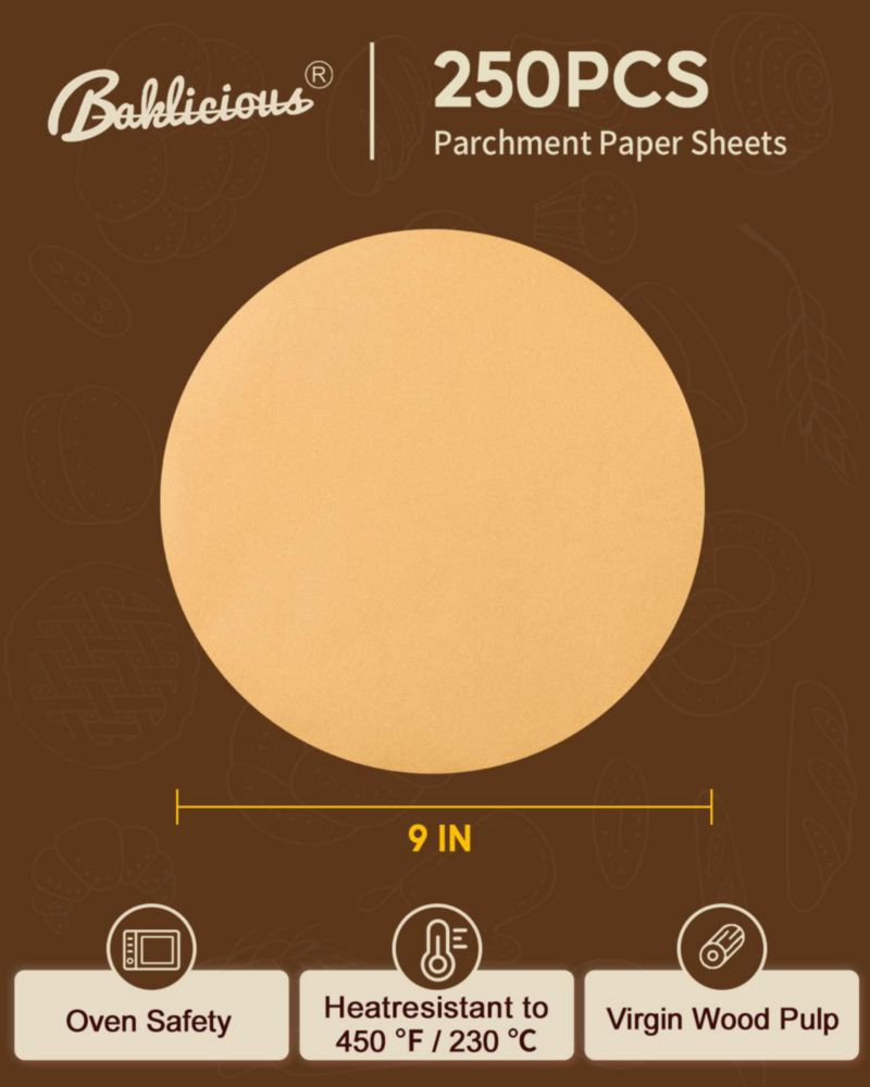 Papel de hornear BAKLICIOUS 23 cm 250 uds antiadherente