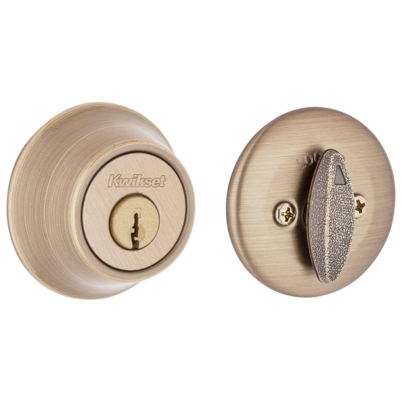 Cerradura Deadbolt Kwikset 660 de latón envejecido con SmartKey Security