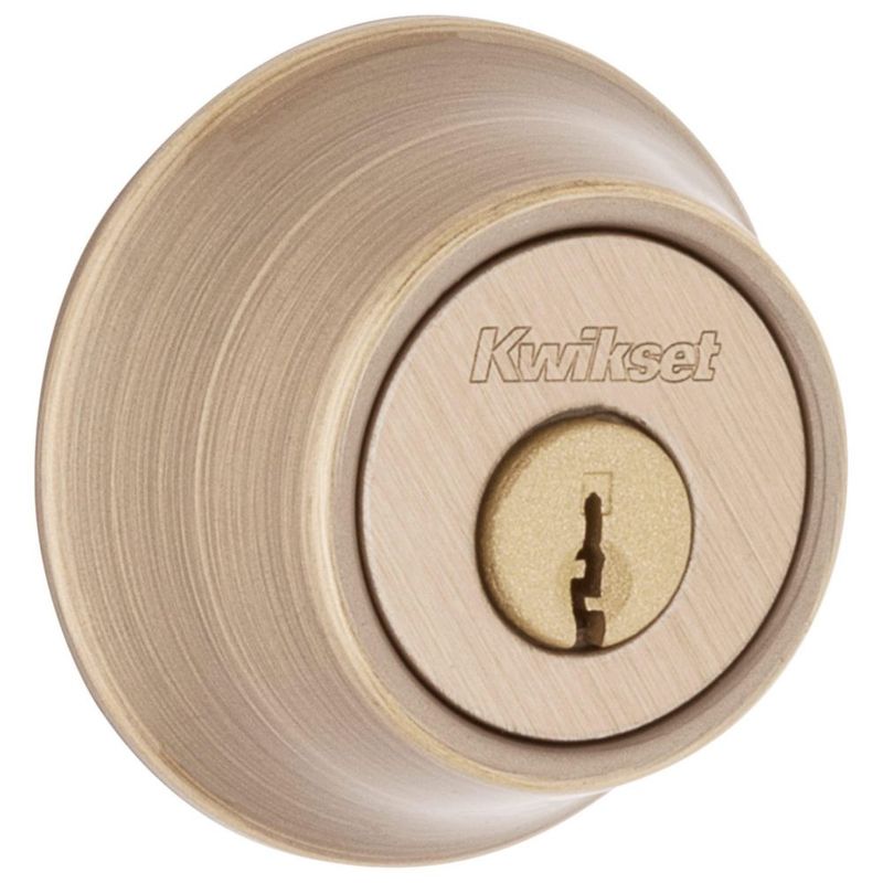 Cerradura Deadbolt Kwikset 660 de latón envejecido con SmartKey Security