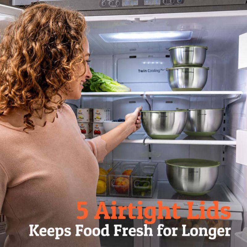 Tazones de Mezcla Priority Chef 15‑5 qt Verde Salvia con Cierre Hermético