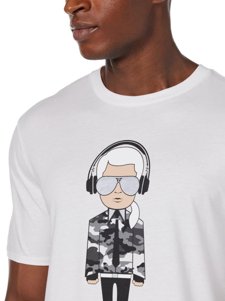 Camisa para hombre Karl Lagerfeld blanca talla M con personaje de auriculares