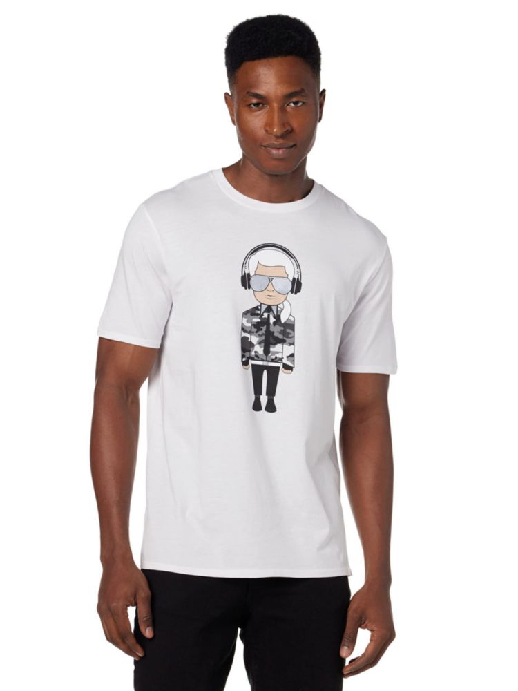 Camisa para hombre Karl Lagerfeld blanca talla M con personaje de auriculares