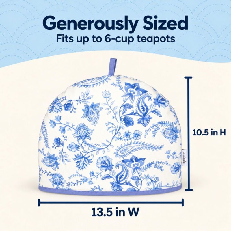 Cobertor para tetera Muldale de algodón con diseño floral 34 cm para 1‑6 tazas