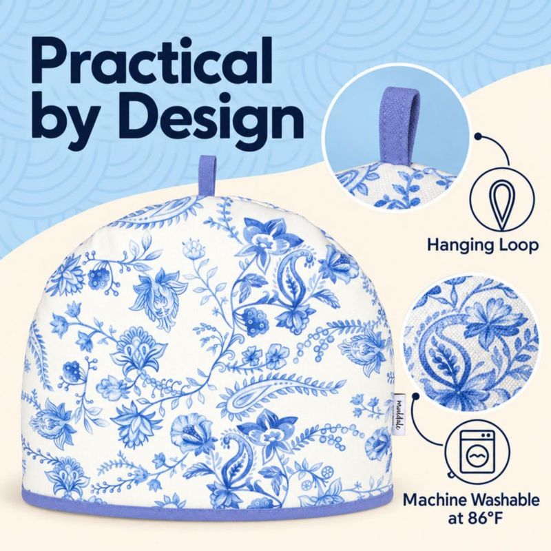 Cobertor para tetera Muldale de algodón con diseño floral 34 cm para 1‑6 tazas