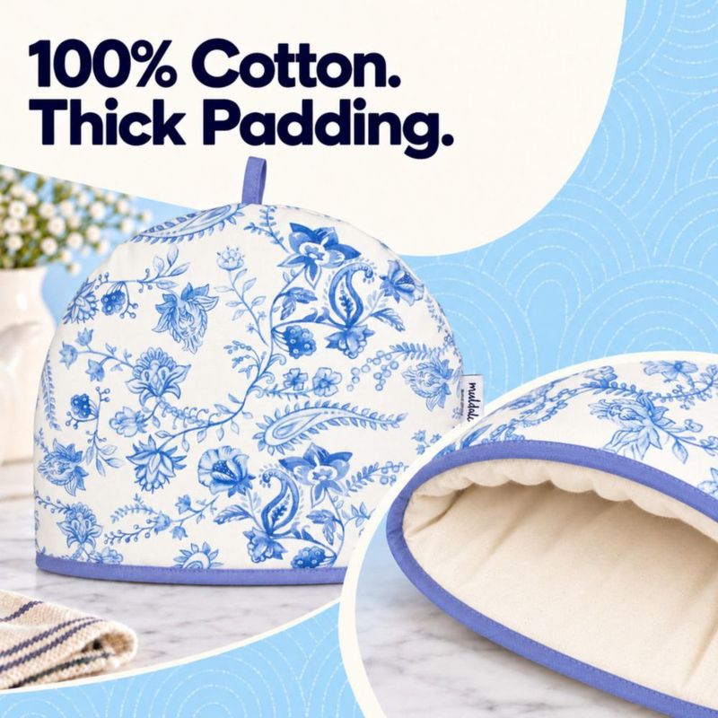 Cobertor para tetera Muldale de algodón con diseño floral 34 cm para 1‑6 tazas