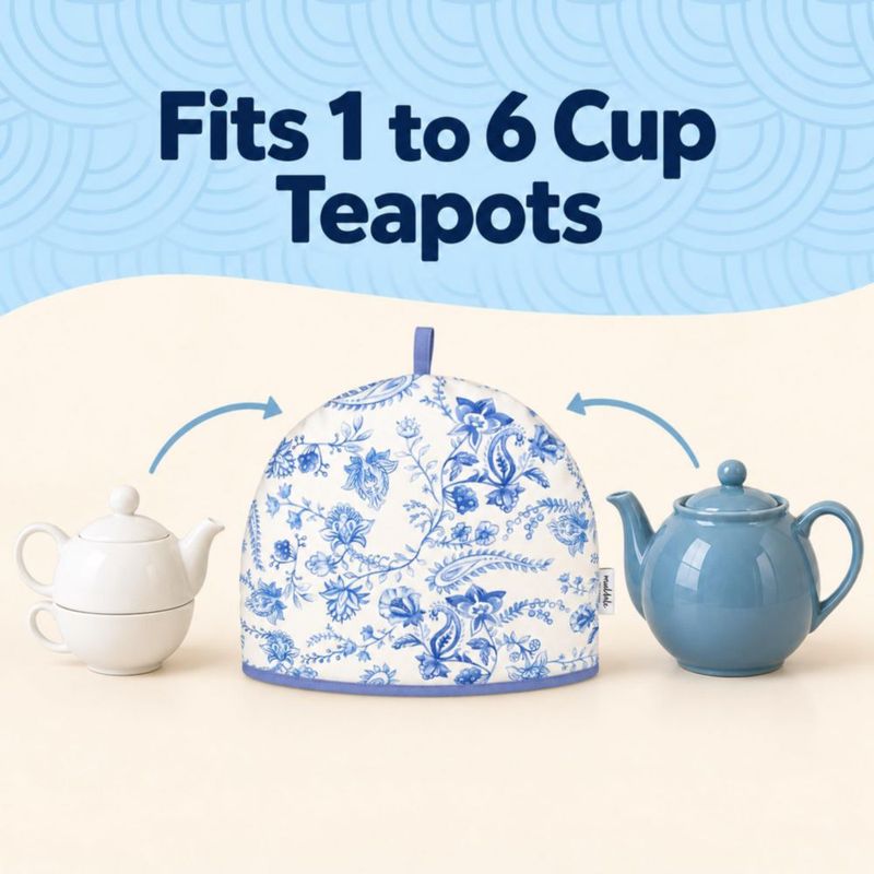 Cobertor para tetera Muldale de algodón con diseño floral 34 cm para 1‑6 tazas