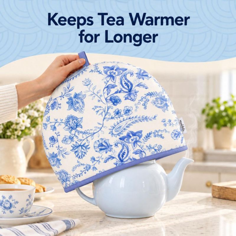 Cobertor para tetera Muldale de algodón con diseño floral 34 cm para 1‑6 tazas