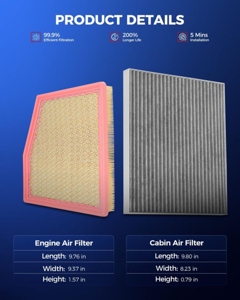 Kit de Filtro de Aire del Motor y del Habitáculo KAX para Chrysler Pacifica/Voyager