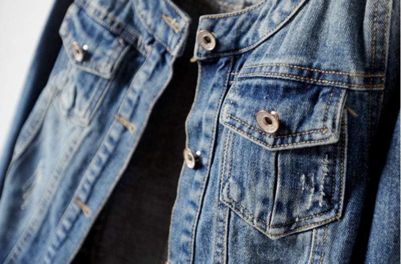 Chaqueta Vaquera Kedera sin Cuello de Manga Larga