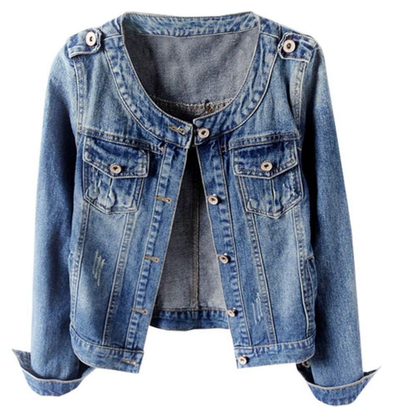 Chaqueta Vaquera Kedera sin Cuello de Manga Larga