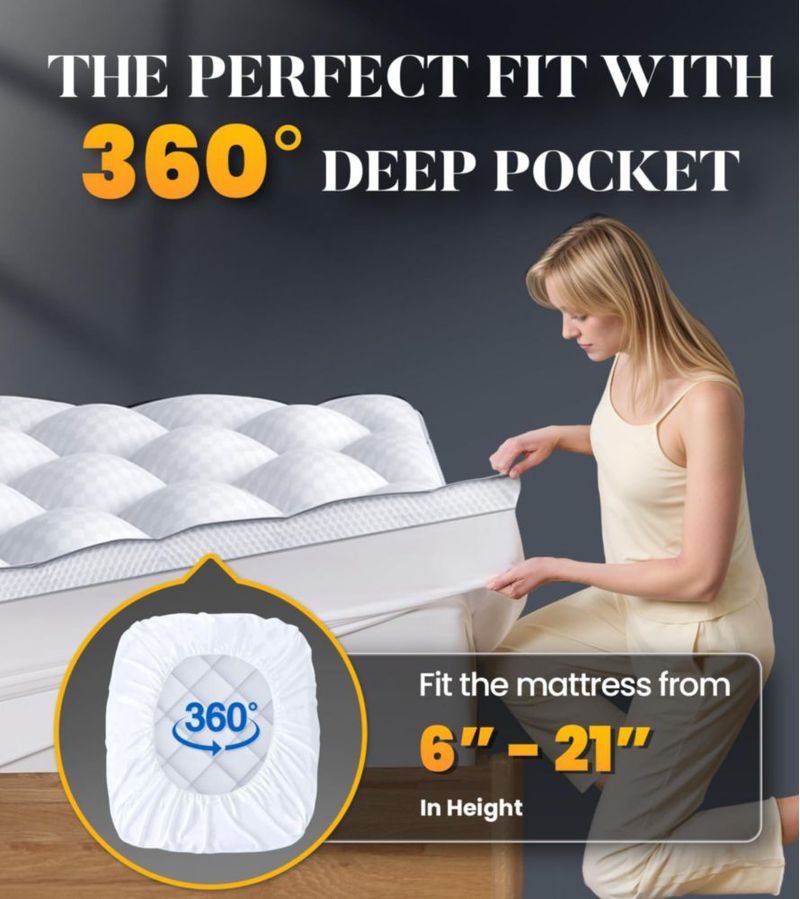 Sobrecolchón Milcabe Queen 7 cm de espuma viscoelástica con bolsillos profundos