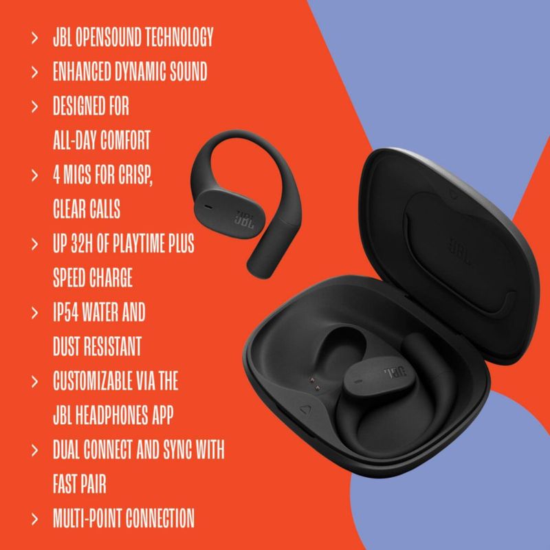 Auriculares JBL Sense Lite True Wireless de oído abierto IP54 negros