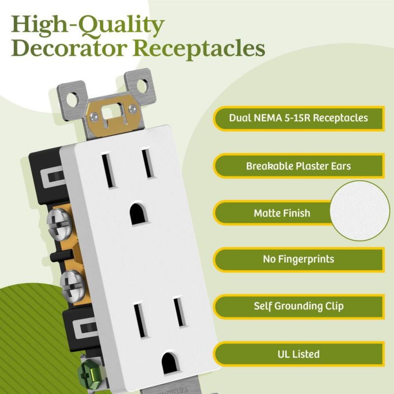 Toma TG Pack de 40 unidades 15 A 125 V blanco con placa sin tornillos