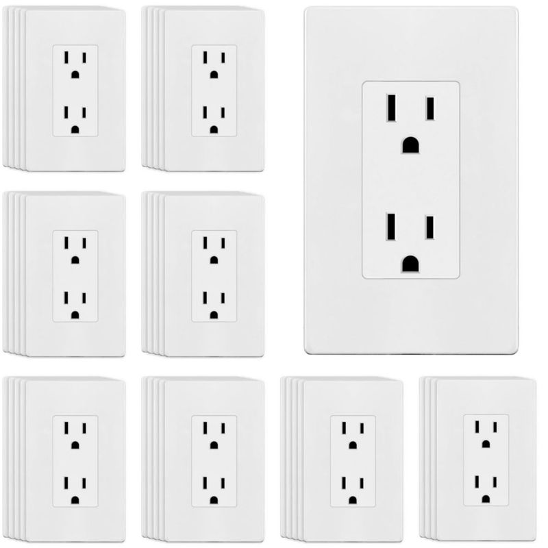 Toma TG Pack de 40 unidades 15 A 125 V blanco con placa sin tornillos