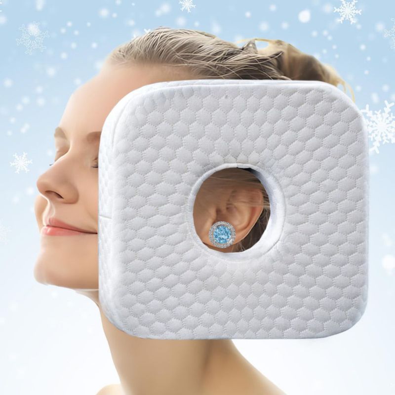 Almohada para oreja TEXSTEAD 23x23x5 cm Espuma de memoria Blanca