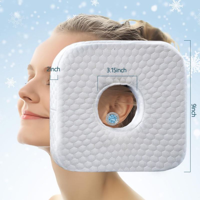 Almohada para oreja TEXSTEAD 23x23x5 cm Espuma de memoria Blanca