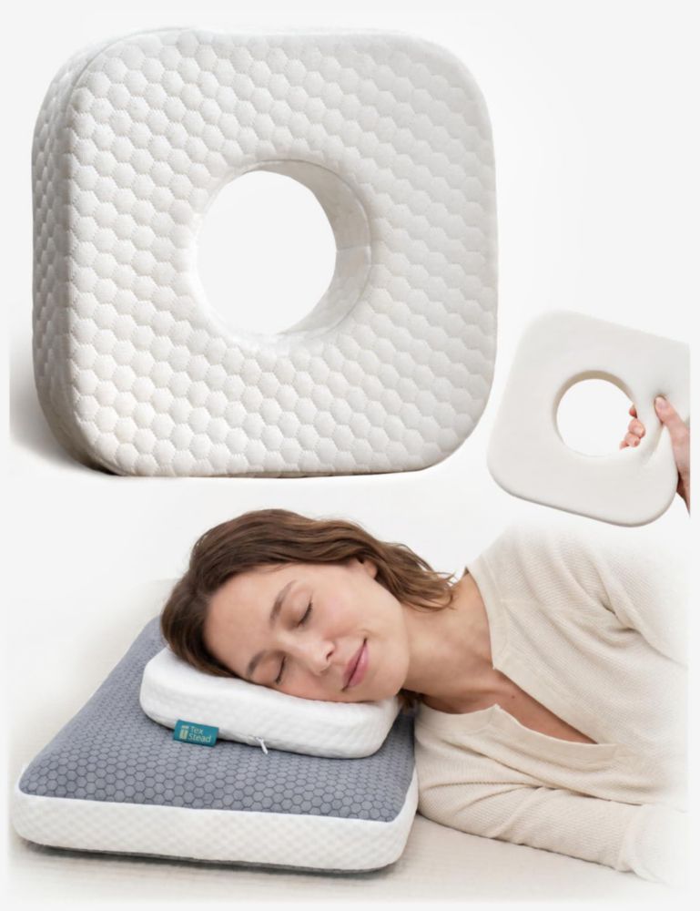 Almohada para oreja TEXSTEAD 23x23x5 cm Espuma de memoria Blanca