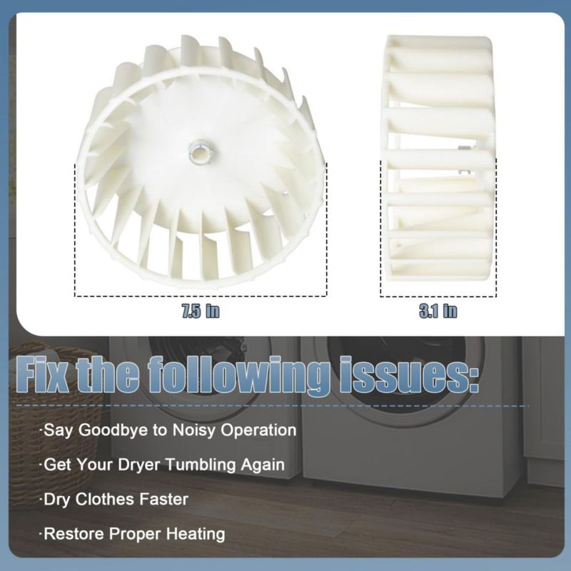 Rueda de ventilador para secadora Wadoy 19 cm compatible con Maytag Y303836