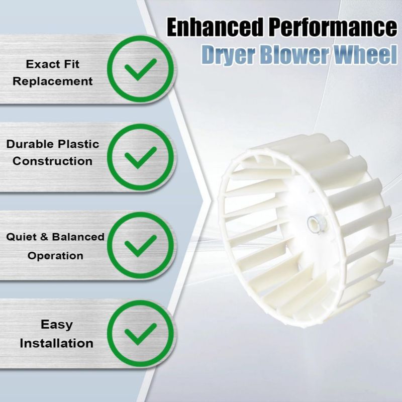 Rueda de ventilador para secadora Wadoy 19 cm compatible con Maytag Y303836