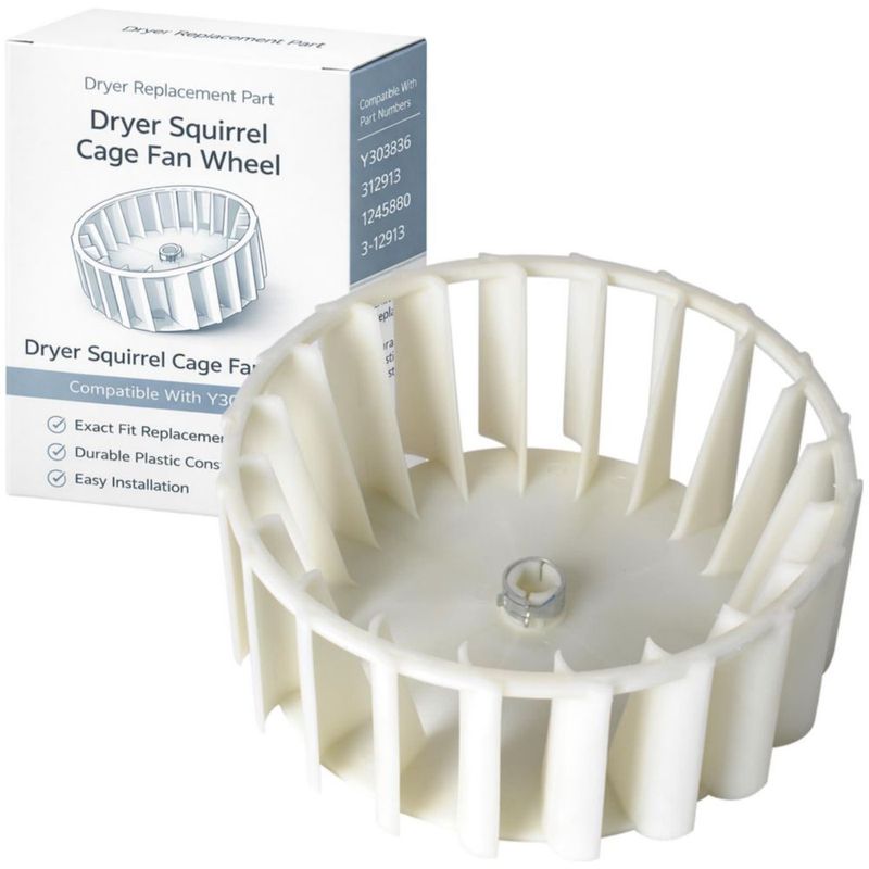 Rueda de ventilador para secadora Wadoy 19 cm compatible con Maytag Y303836