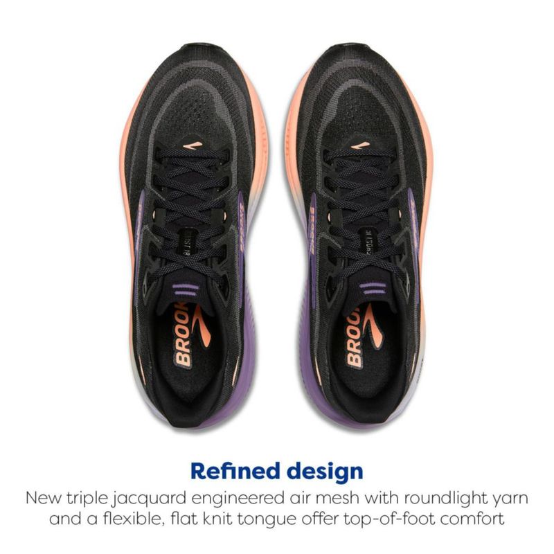 Zapatilla de running Brooks Ghost 18 Negro/Uva oscuro/Durazno Talla 10 (mediana)
