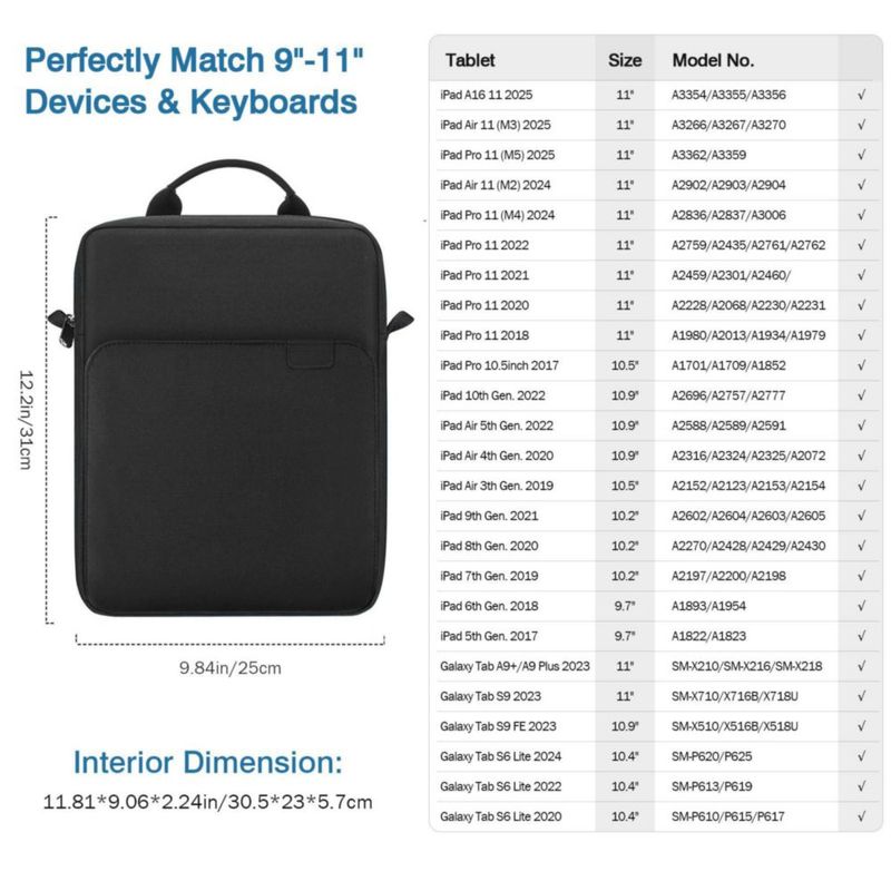 Funda para Tablet MoKo 9-11" con Asa Retráctil y Correa Ajustable