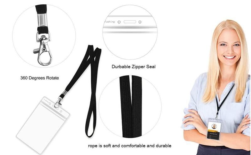 Pack de 2 porta credenciales COOINS con cordón de 46 cm PVC